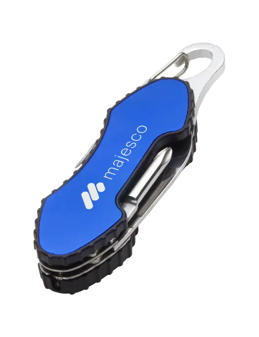 Blue 6 in 1 Tool with Carabiner w/Majesco Logo