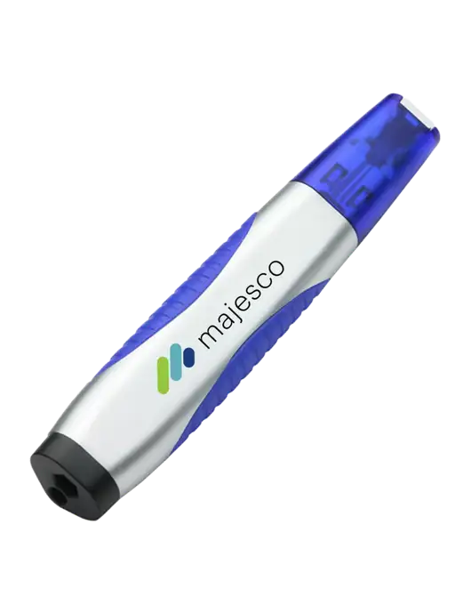 Silver/Blue Level Light Screwdriver Pen w/Majesco Logo
