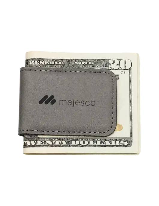 Gray Leatherette Money Clip w/Majesco Logo