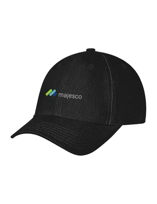 Black Structured Soft Snap Closure Hook & Loop Cap w/Majesco Logo