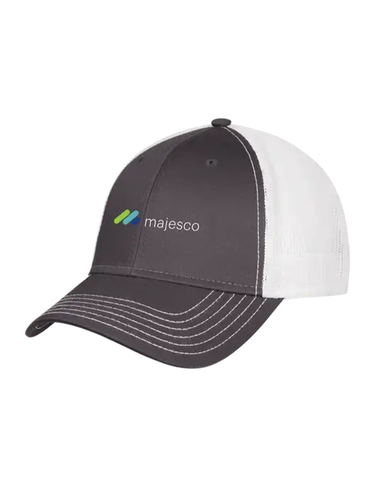 Dark Grey/White Mesh Trucker Cap Snap Back w/Majesco Logo