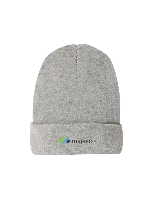 Recycled Light Heather Grey Beanie w/Majesco Logo