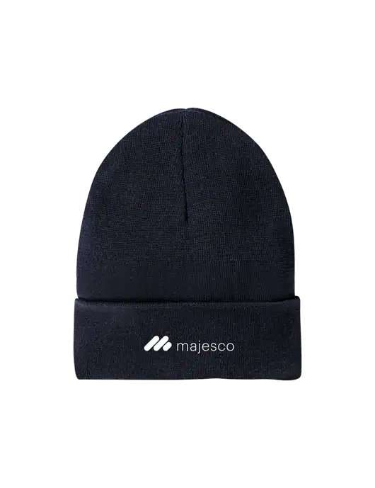 Recycled True Navy Beanie w/Majesco Logo