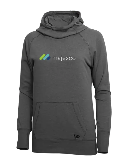 New Era Black Heather Womens Tri-Blend Fleece Pullover Hoodie w/Majesco Logo