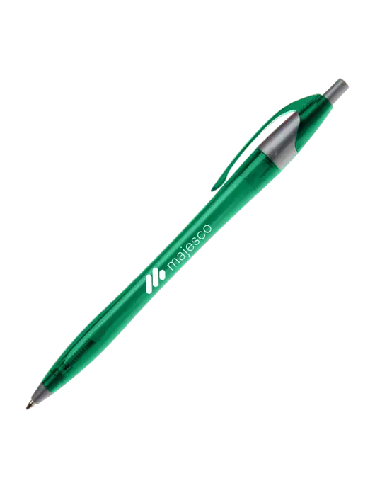 Novella Translucent Green/Silver Jewel Pen - Blue Ink w/Majesco Logo