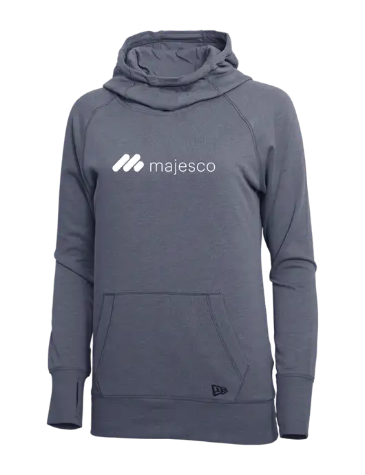 New Era True Navy Heather Womens Tri-Blend Fleece Pullover Hoodie w/Majesco Logo