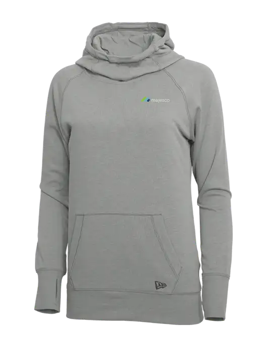 New Era Shadow Grey Heather Womens Tri-Blend Fleece Pullover Hoodie w/Majesco Logo