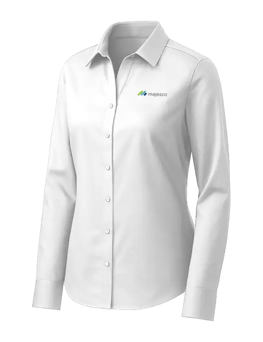 Brooks Brothers Womens White Wrinkle-Free Stretch Pinpoint Shirt w/Majesco Logo