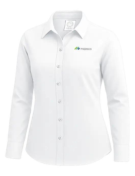 Brooks Brothers Womens White Wrinkle-Free Stretch Nailhead Shirt w/Majesco Logo