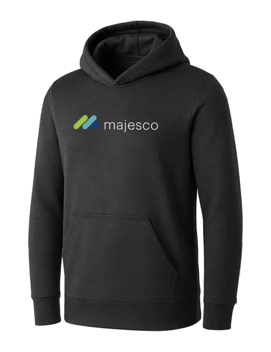 Womens Dark Grey Heather Core Fleece Pullover Hooded Sweatshirt w/Majesco Logo