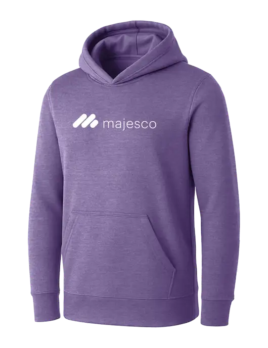 Womens Purple Heather Core Fleece Pullover Hooded Sweatshirt w/Majesco Logo