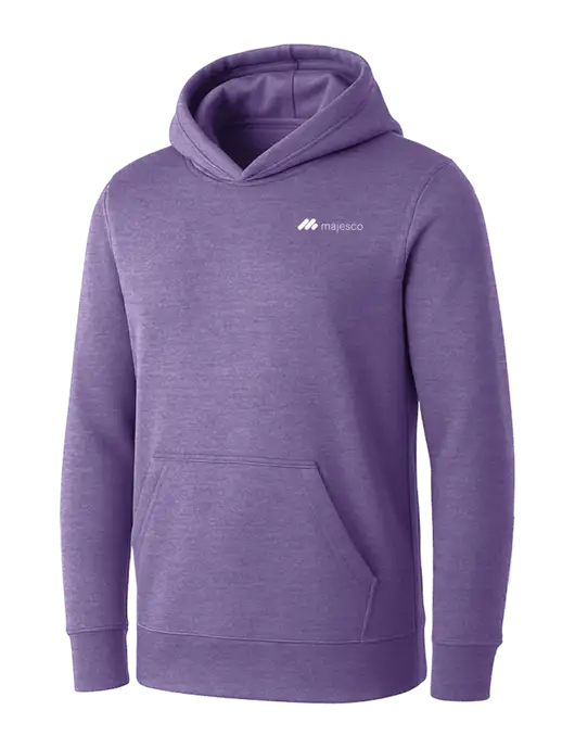 Womens Purple Heather Core Fleece Pullover Hooded Sweatshirt w/Majesco Logo