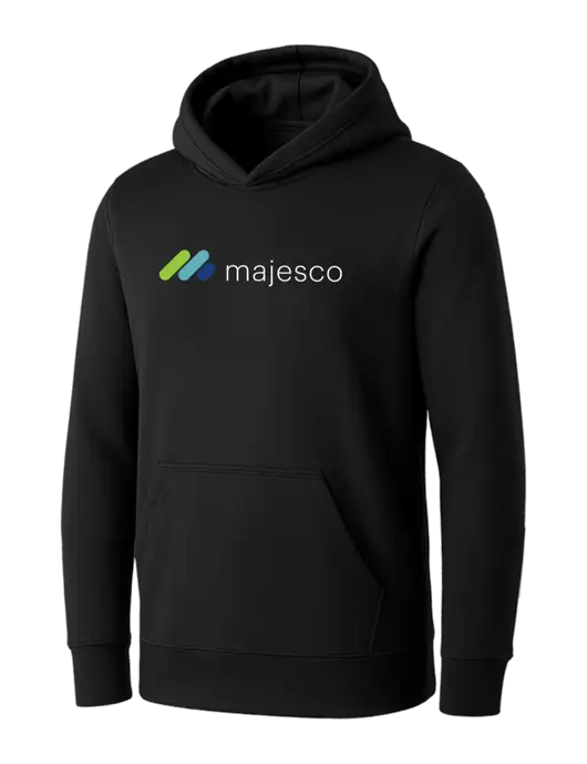 Womens Black Core Fleece Pullover Hooded Sweatshirt w/Majesco Logo