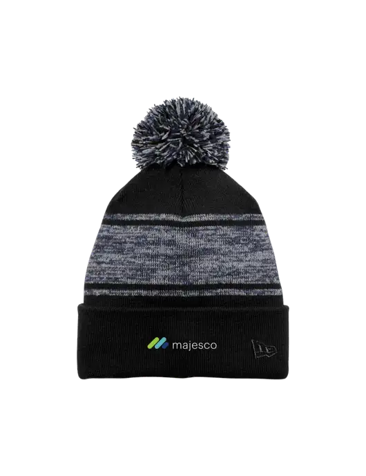 New Era Black/Navy Knit Chilled Pom Beanie w/Majesco Logo