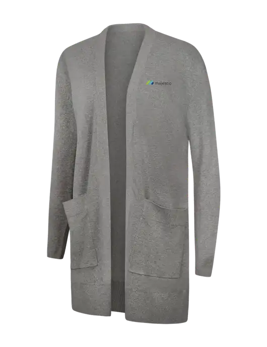 Mercer+Mettle Womens Light Grey Heather Open Front Cardigan Sweater w/Majesco Logo