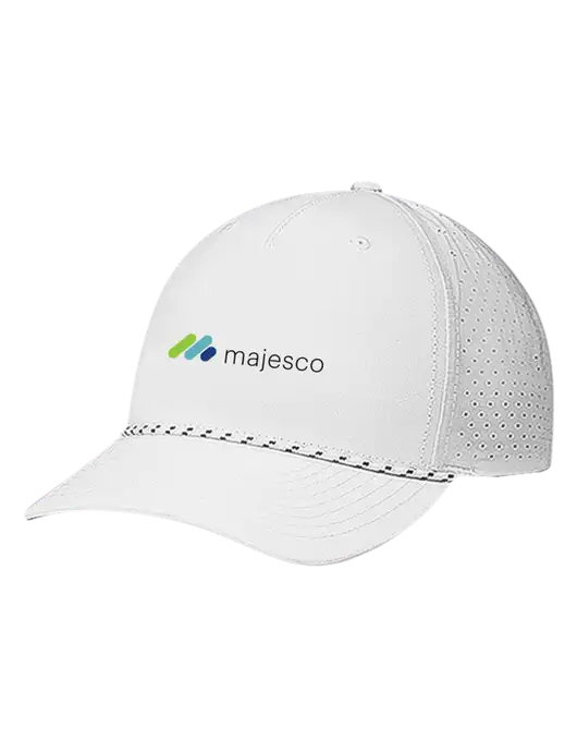 Richardson Laser Perf Performance White/White-Black Rope Cap w/Majesco Logo