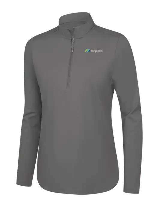  Womens Dark Medium Grey C-FREE Double Knit 1/4-Zip w/Majesco Logo