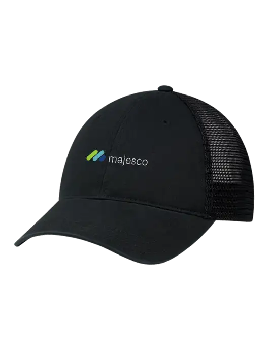 Richardson 111 Garment Washed Trucker Cap Black w/Black Mesh w/Majesco Logo