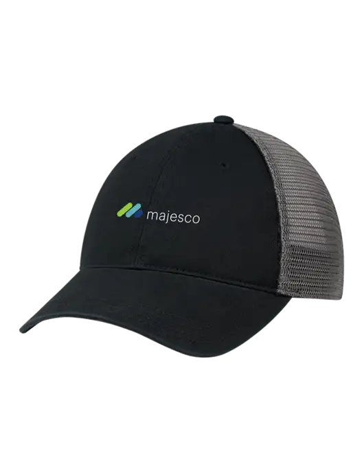 Richardson 111 Garment Washed Trucker Cap Black w/Charcoal Mesh w/Majesco Logo
