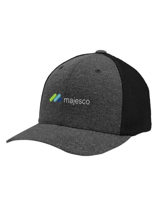 Flexfit Black/Dark Charcoal Heather Melange Mesh Back Trucker Cap w/Majesco Logo