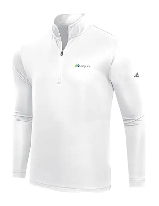 Adidas White  Lightweight Quarter Zip Pullover w/Majesco Logo