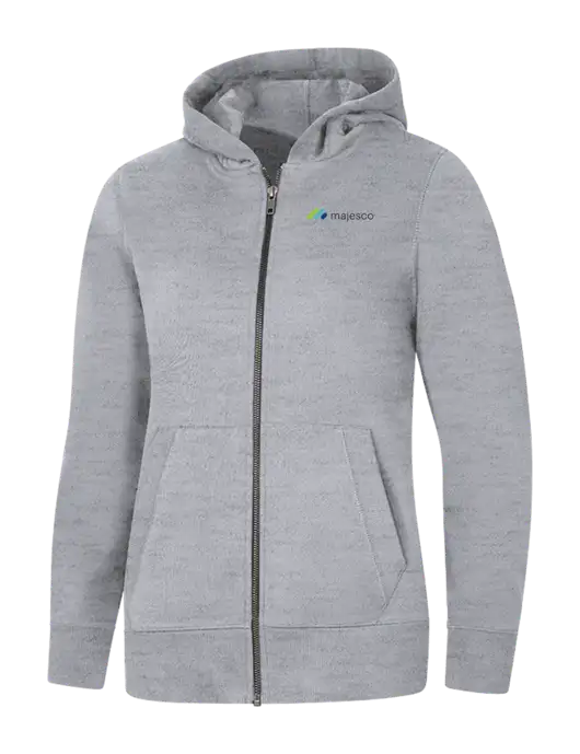 Womens Light Grey Heather Re-Fleece Full-Zip Hoodie w/Majesco Logo