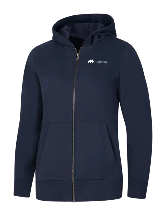 Womens Navy Re-Fleece Full-Zip Hoodie w/Majesco Logo