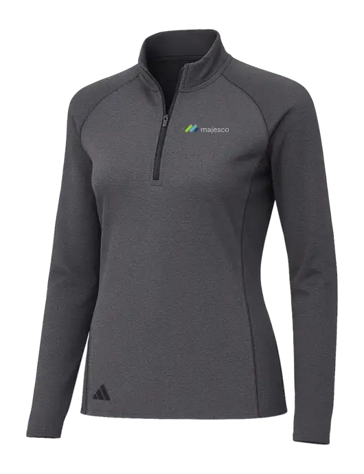 Adidas Womens Black Melange Space Dyed Quarter-Zip Pullover  w/Majesco Logo