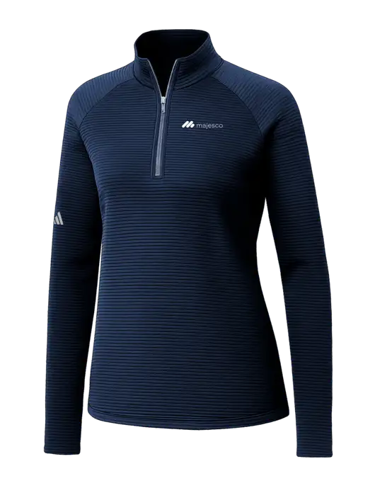 Adidas Womens Navy Spacer Quarter-Zip Pullover  w/Majesco Logo