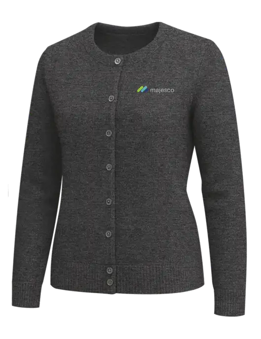 Brooks Brothers Womens Dark Grey Heather Washable Merino Cardigan Sweater w/Majesco Logo