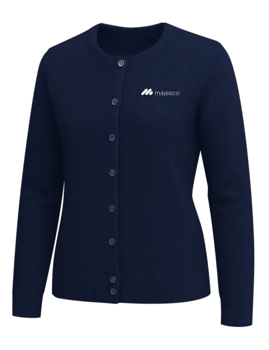 Brooks Brothers Womens Navy Washable Merino Cardigan Sweater w/Majesco Logo