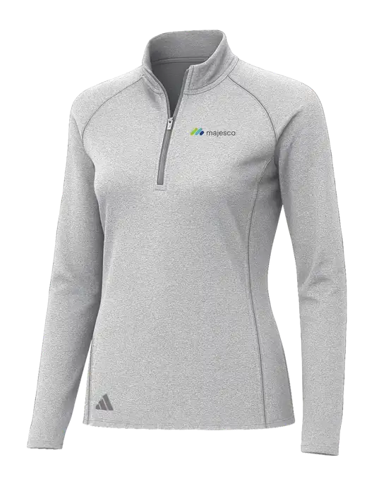 Adidas Womens Light Grey Heather Space Dyed Quarter-Zip Pullover  w/Majesco Logo