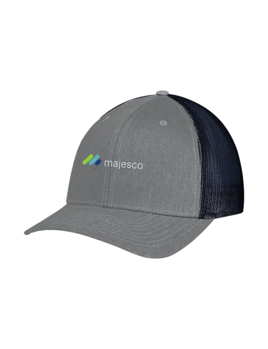 Richardson Adjustable Snapback Original 112 Trucker Cap Heather Grey w/Navy Mesh w/Majesco Logo