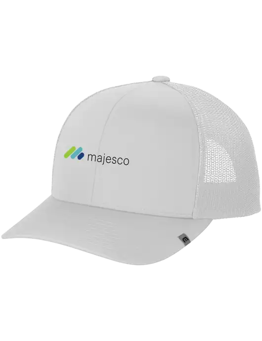 TravisMathew White Cruz Trucker Cap w/Majesco Logo