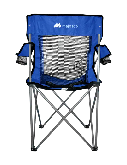 Titan Dark Royal Blue/Black Mesh Folding Chair w/Majesco Logo