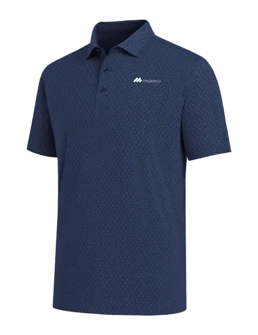 Callaway All-Over Stitched Dark Navy Chev Polo  w/Majesco Logo