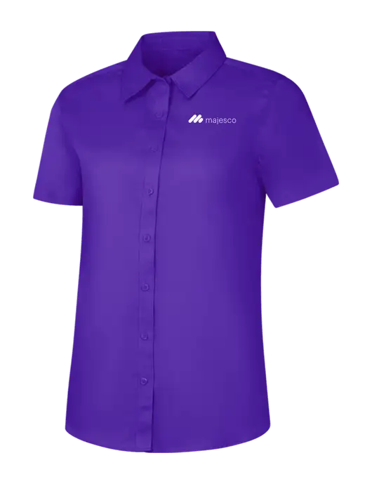 Womens Purple Short Sleeve Superpro React Twill Shirt w/Majesco Logo