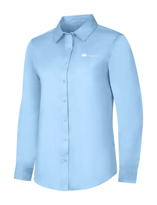 Womens Light Blue Long Sleeve Superpro React Twill Shirt w/Majesco Logo