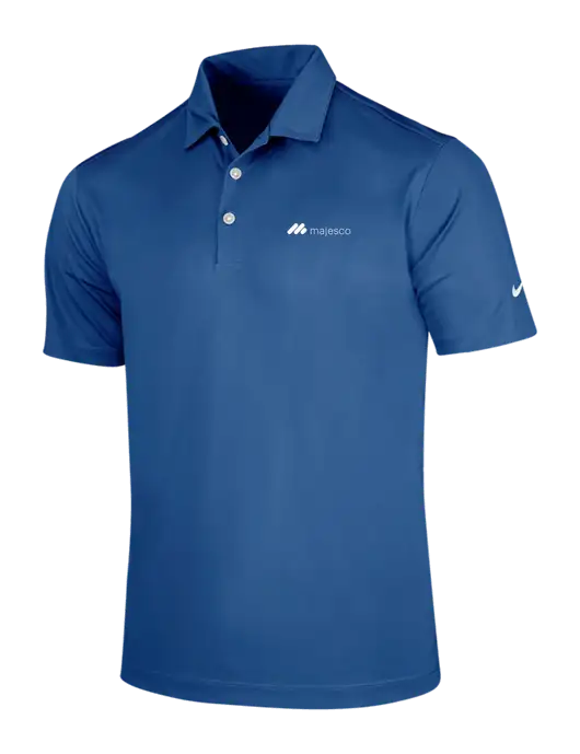 NIKE Dark Royal Dri-Fit Vertical Mesh Polo w/Majesco Logo